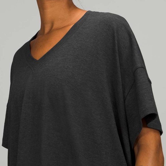 Lululemon Side Tie V-Neck T-Shirt - White Oversized Cotton Tee - Picture 5 of 8